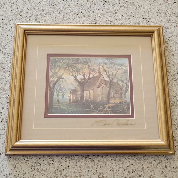 Gene Roncka Signed Frame 'Evening Light' Transfer Picture Print Gold Framed Art - Picture 1 of 12